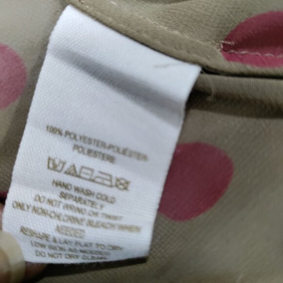 Free People Brown/Pink Polka Dot Button-Up Shirt High Low Hem Shirt Size Medium - Picture 8 of 11